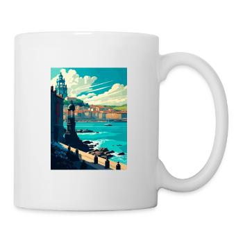 La Corogne Espagne Vintage voyage affiche WPA Souvenir - Mug blanc - blanc - Droite