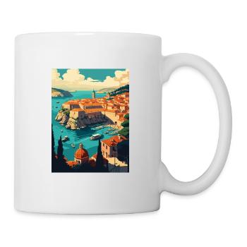 Dubrovnik Croatia Vintage Travel Poster Souvenir - Mug - white - Right
