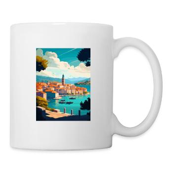 Korcula Croatie île Vintage voyage affiche WPA - Mug blanc - blanc - Droite