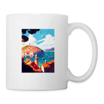 Hvar Croatie île port Vintage voyage affiche - Mug blanc - blanc - Droite