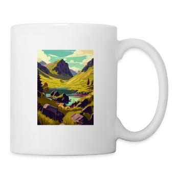 Schottische Highlands Schottland Vintage Reiseposter - Tasse - Weiß - Rechts