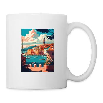 St Tropez Seascape France Vintage Travel Poster - Mug - white - Right