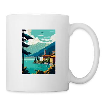 Comer See Italien Dekoration Vintage Reiseposter - Tasse - Weiß - Rechts