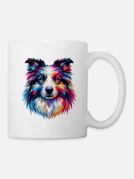 Muselière géométrique moderne pour chien : colley - Mug blanc - blanc