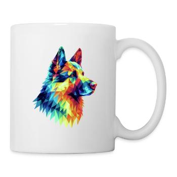 Modern geometric dog muzzle: German Shepherd wolf - Mug - white - Right