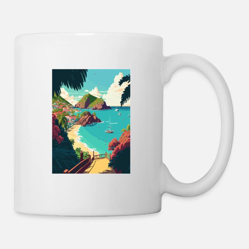 St Barth Caraïbes Vintage voyage affiche Souvenir - Mug blanc - blanc