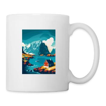 Lofoten Norwegisches Vintage-Reiseposter - Tasse - Weiß - Rechts