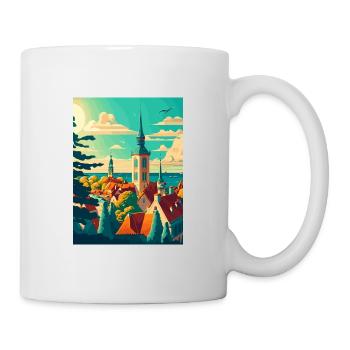 Tallinn Estonie Vintage voyage affiche WPA Souvenir - Mug blanc - blanc - Droite