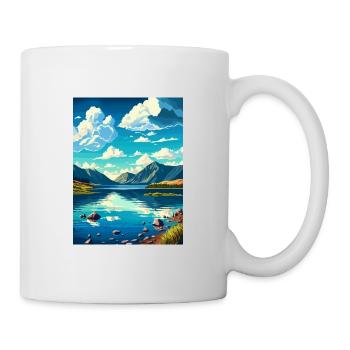 Genfersee Schweiz Vintage Reiseposter WPA - Tasse - Weiß - Rechts