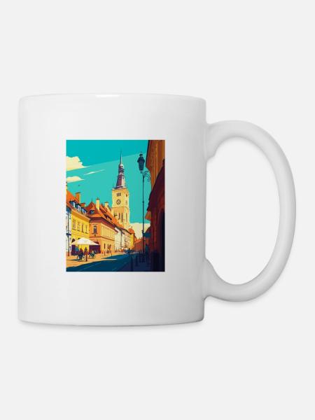 Sibui Rumänien Vintage Reiseposter WPA Souvenir - Tasse - Weiß
