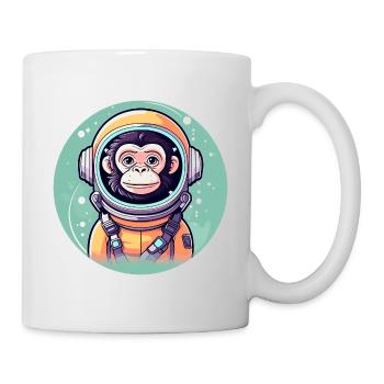 Affe Astronaut Illustration - Tasse - Weiß - Rechts