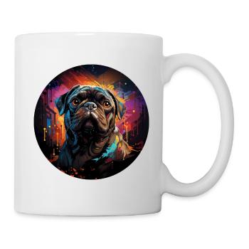 Mops farbenfroh - Tasse - Weiß - Rechts