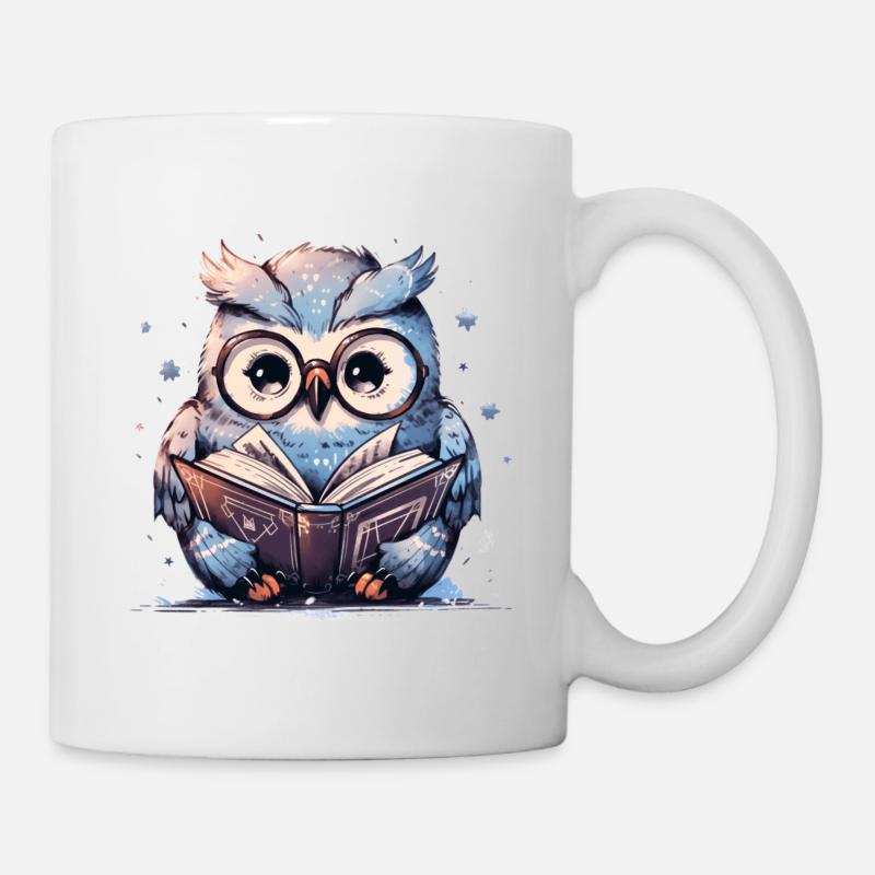 Süße Eule Buch Lesen Lesefan Bücher - Tasse - Weiß