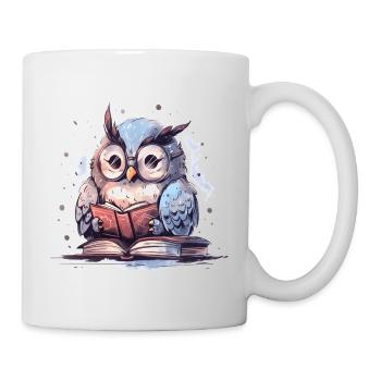 Süße Eule Buch Lesen Lesefan Bücher - Tasse - Weiß - Rechts