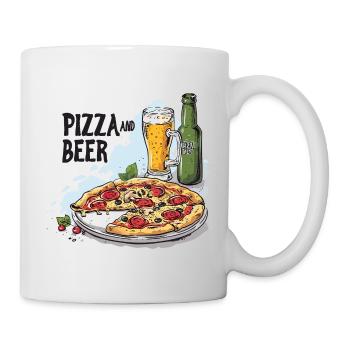 Pizza et bière Nourriture Alcool Dictons drôles - Mug blanc - blanc - Droite