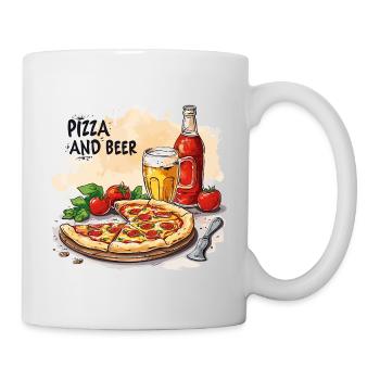 Pizza et bière Nourriture Alcool Dictons drôles - Mug blanc - blanc - Droite