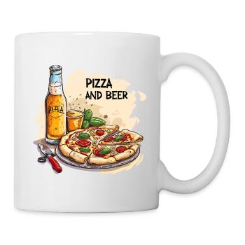 Pizza et bière Nourriture Alcool Dictons drôles - Mug blanc - blanc - Droite