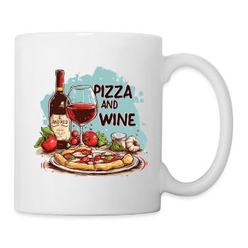 Pizza and Wine Food Alcohol - Mug - white - Right