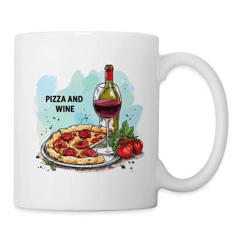 Pizza and Wine Food Alcohol - Mug - white - Right