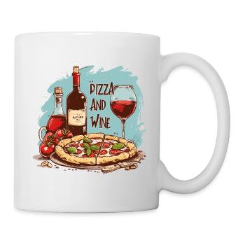 Pizza and Wine Food Alcohol - Mug - white - Right