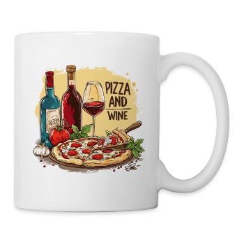 Pizza and Wine Food Alcohol - Mug - white - Right