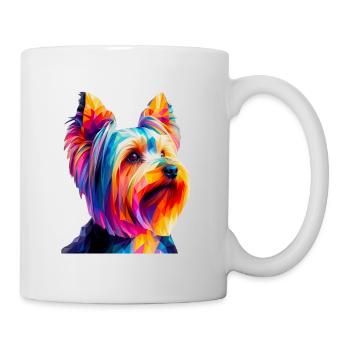 Moderner geometrischer Hundemaulkorb Yorkshire Terrier - Tasse - Weiß - Rechts