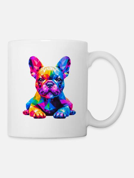 Modern geometric dog French bulldog - Mug - white
