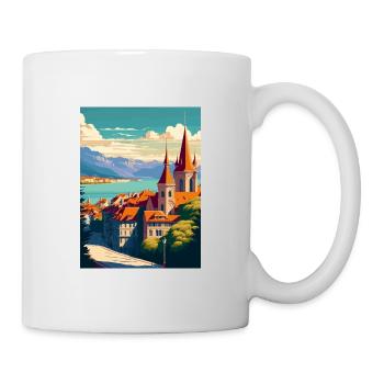 Lausanne Suisse Vintage voyage affiche WPA Art - Mug blanc - blanc - Droite