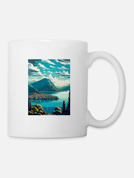 Lugano Schweiz Vintage Reiseposter Souvenir - Tasse - Weiß