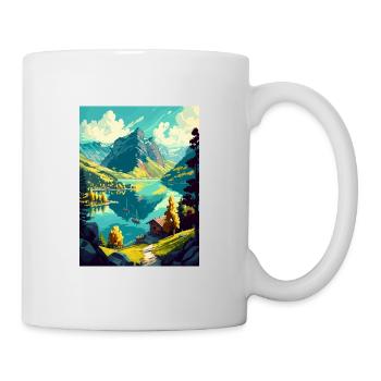 Wolfgangsee Austria Vintage Reiseposter Souvenir - Tasse - Weiß - Rechts