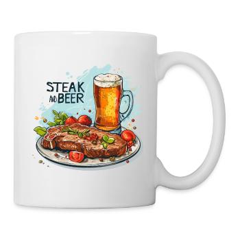 Steak And Beer Eating Alcohol Funny Sayings - Mug - white - Right