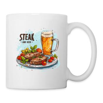 Steak And Beer Eating Alcohol Funny Sayings - Mug - white - Right