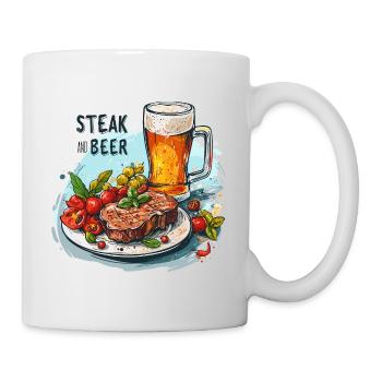 Steak And Beer Eating Alcohol Funny Sayings - Mug - white - Right
