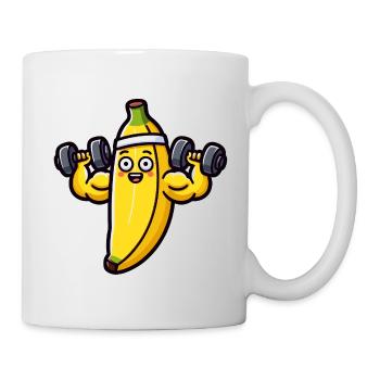 Une banane en pleine séance de musculation - Mug blanc - blanc - Droite
