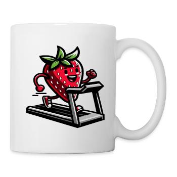 Eine Erdbeere auf einem Laufband - Tasse - Weiß - Rechts