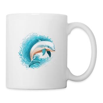 Verspielter Delfin - Tasse - Weiß - Rechts