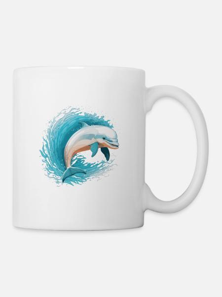 Verspielter Delfin - Tasse - Weiß