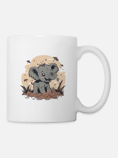 Verspielter Elefant - Tasse - Weiß