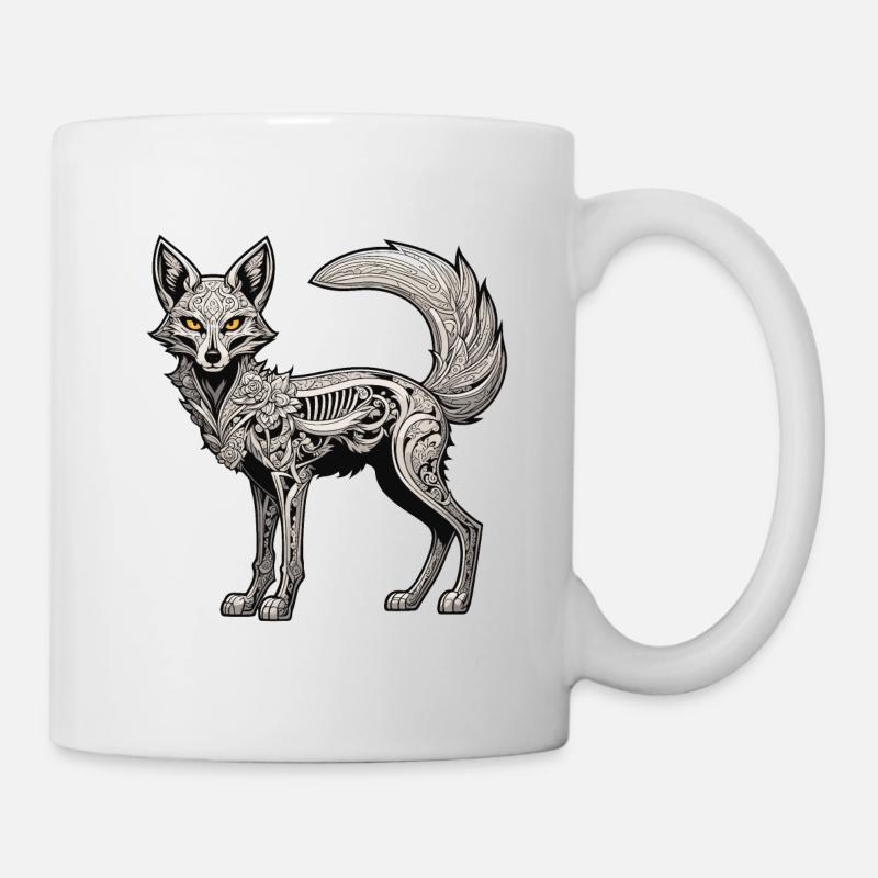 Fuchs Skelett Illustration - Tasse - Weiß