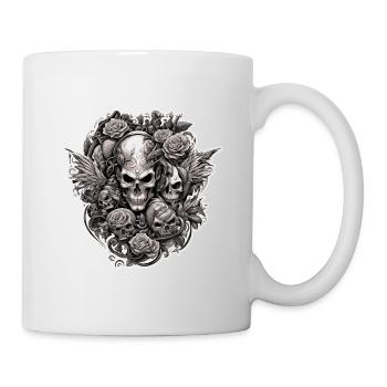 Skull / Totenkopf / Skelett / Gothic / Tattoo - Tasse - Weiß - Rechts