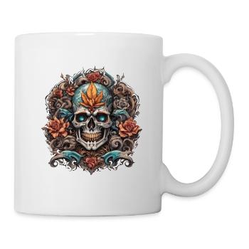 Skull / Totenkopf / Skelett / Gothic / Tattoo - Tasse - Weiß - Rechts