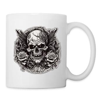 Skull / skull / skeleton / gothic / tattoo - Mug - white - Right