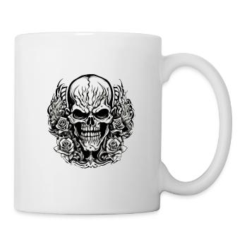 Skull / Totenkopf / Skelett / Gothic / Tattoo - Tasse - Weiß - Rechts