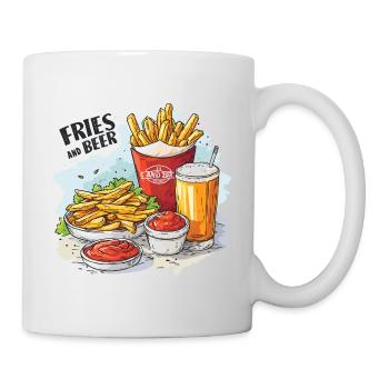 Fries And Beer Essen Alkohol Lustige Sprüche - Tasse - Weiß - Rechts