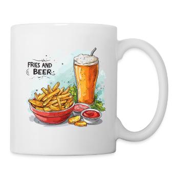 Fries And Beer Essen Alkohol Lustige Sprüche - Tasse - Weiß - Rechts
