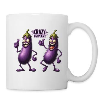 Crazy Veggies : Gang d’aubergines lève le pouce - Mug blanc - blanc - Droite