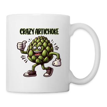 Crazy Veggies: Artichoke Power Walker Thumbs Up - Tasse - Weiß - Rechts