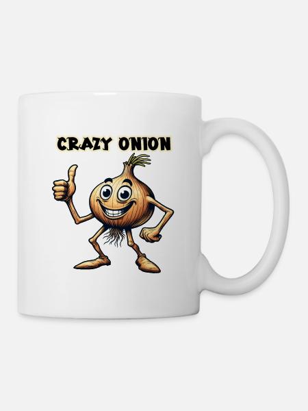 Crazy Veggies: Onion With Goatee and Thumbs Up - Mug - white
