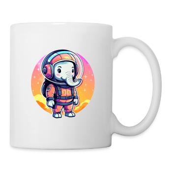 Elefant Astronaut Illustration - Tasse - Weiß - Rechts