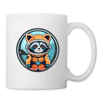 Waschbär Astronaut Illustration - Tasse - Weiß - Rechts